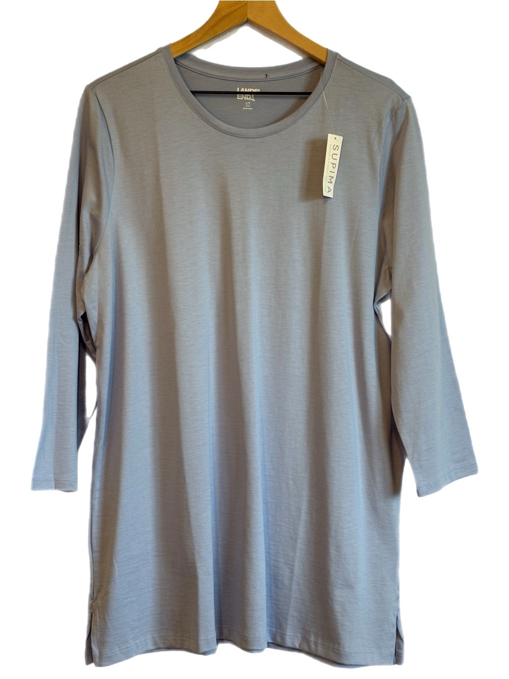 Lands' End Supima Cotton 3/4 Sleeve Tunic Light Blue L/T Minimalist Capsule